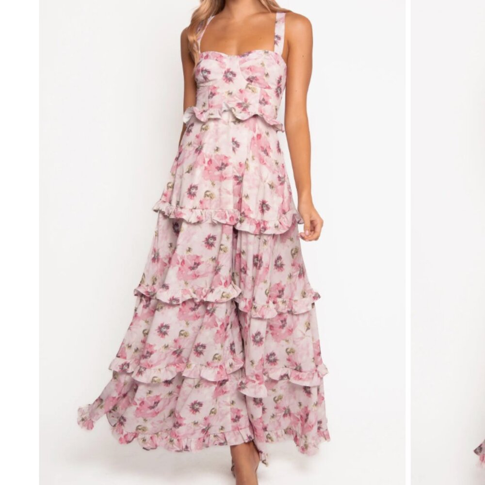 Petal & Pup Pink Floral Tiered Maxi Dress